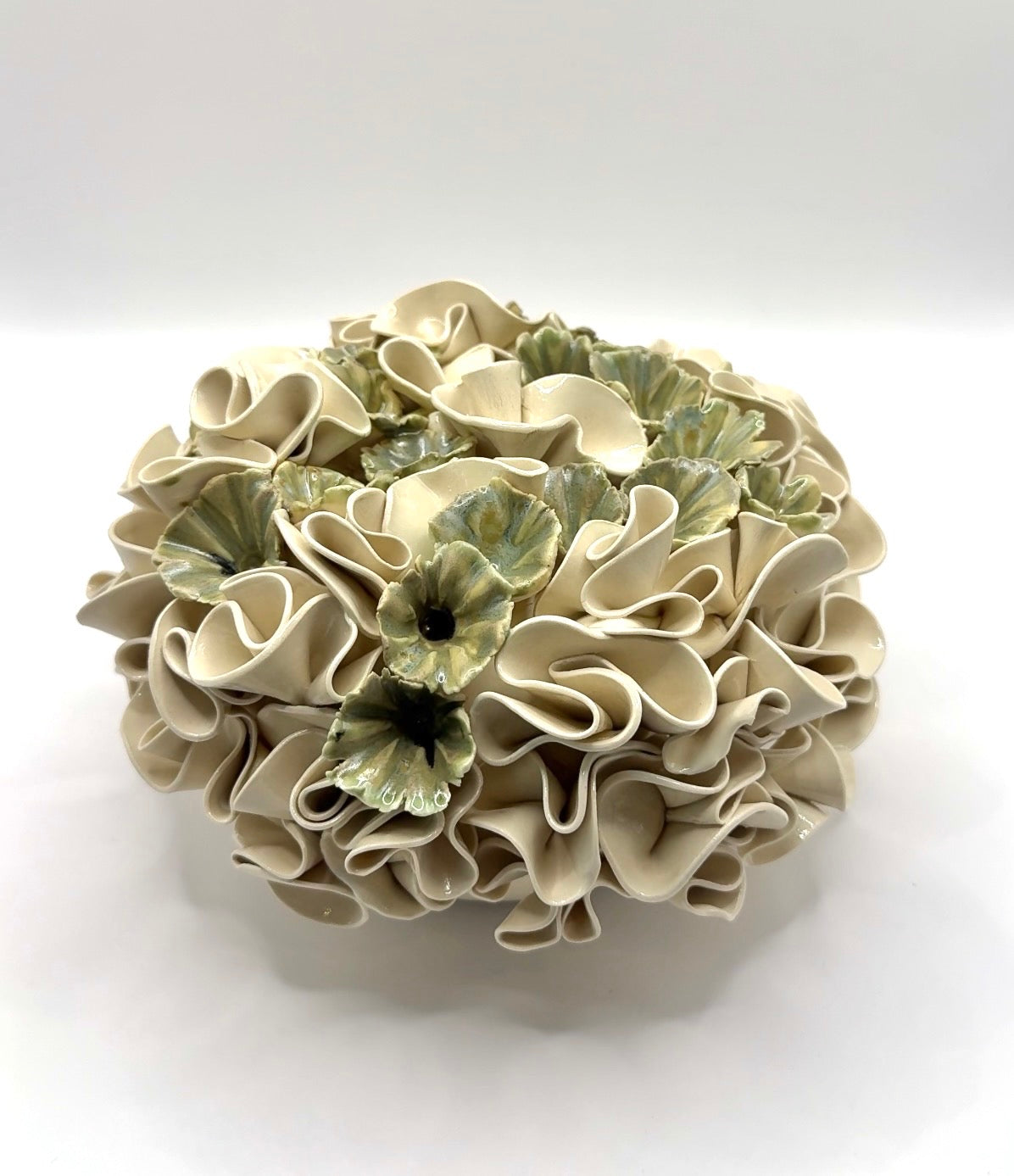 Ruffles & Flowers - Beige, Sage Green